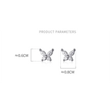 925 Silver Butterfly Zircon Stud Earrings for Women