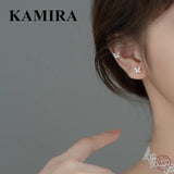 925 Silver Butterfly Zircon Stud Earrings for Women