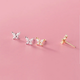 925 Silver Butterfly Zircon Stud Earrings for Women