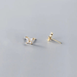 925 Silver Butterfly Zircon Stud Earrings Wedding Gift