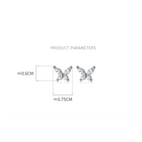 925 Silver Butterfly Zircon Stud Earrings Wedding Gift
