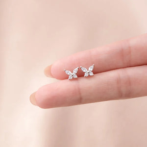 925 Silver Butterfly Zircon Stud Earrings Wedding Gift