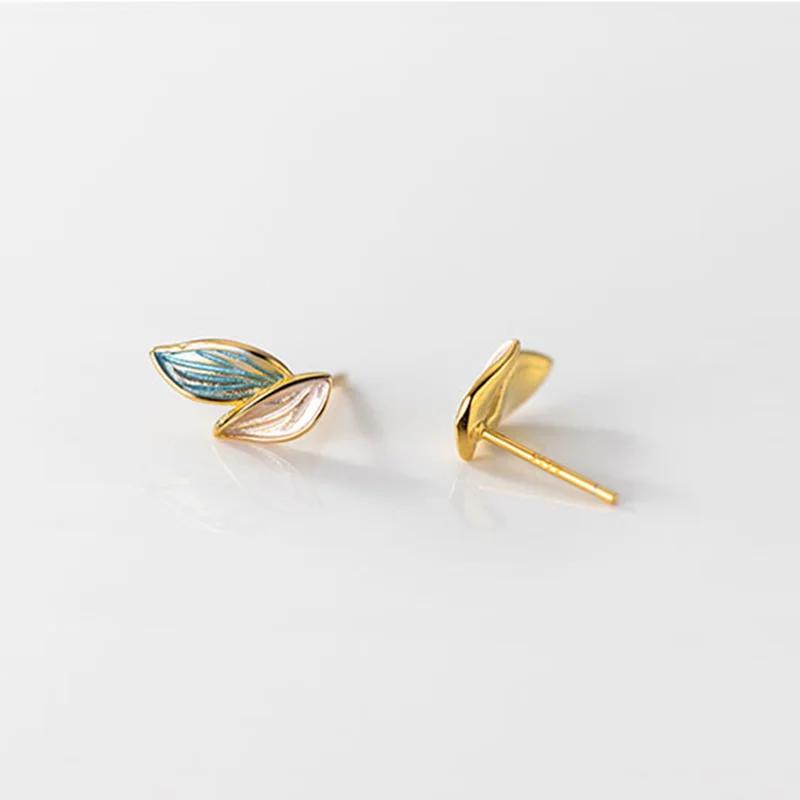 925 Sterling Silver Leaf Stud Earrings for Women Gift