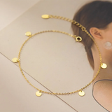 925 Silver Vintage Crystal Disc Chain Anklet for Women Teen Party Foot Jewelry