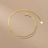 925 Silver Double Layer Bell Anklet for Women Wedding