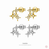 Vintage Star Zircon Stud Earrings 925 Silver