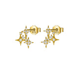 Vintage Star Zircon Stud Earrings 925 Silver