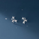 Vintage Star Zircon Stud Earrings 925 Silver