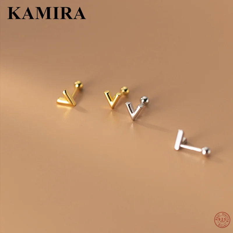925 Silver Vintage V Spiral Stud Earrings for Women Party Gift