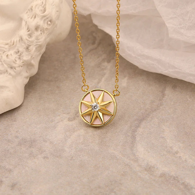 925 Silver Vintage Star Chain Pendant Necklace for Women