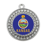 Kansas Flag Circle Charm for Jewelry Making