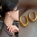 925 Silver Classic Smooth Metal Hoop Earrings for Woman