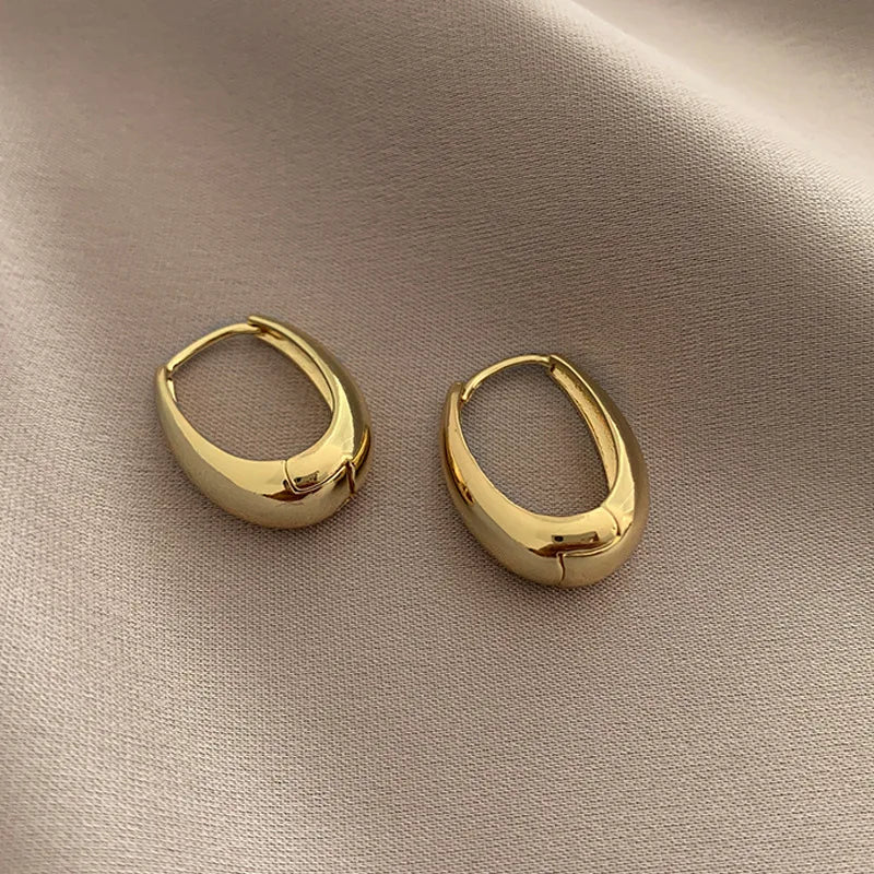 925 Silver Classic Smooth Metal Hoop Earrings for Woman