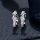 925 Silver Zircon Snake Earrings Inlaid CZ Charm Women's Jewelry
