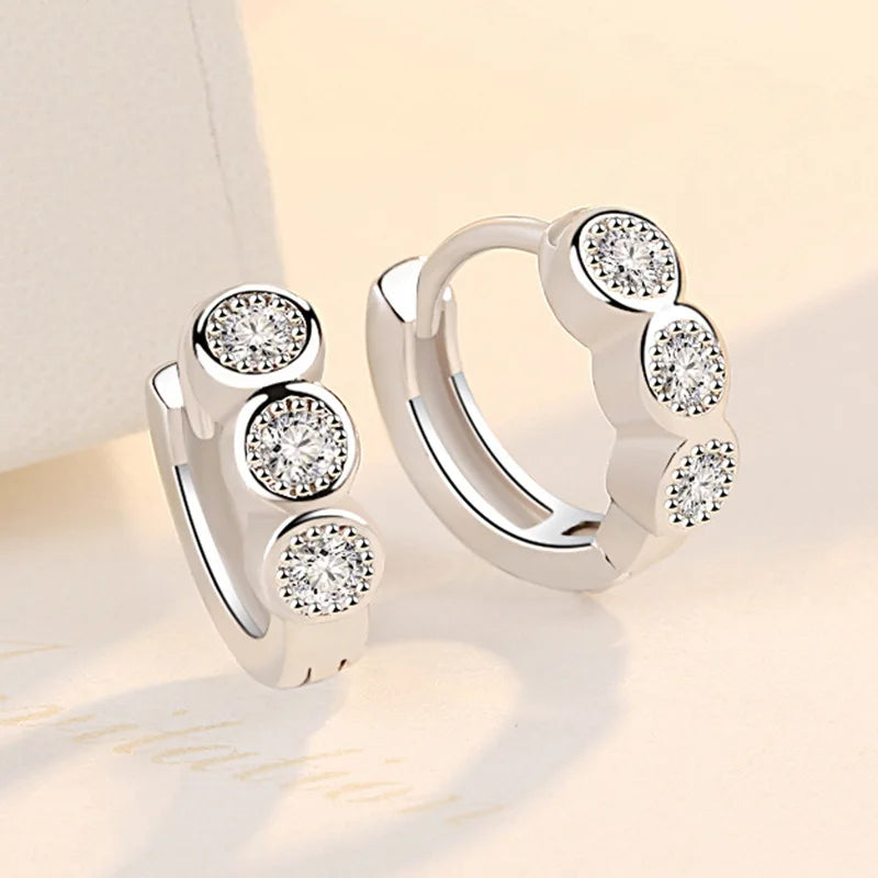 925 Silver Crystal Stud Earrings for Women