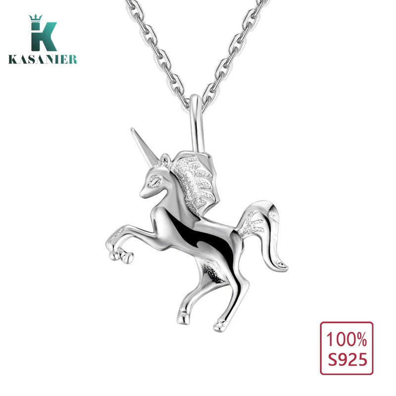 925 Silver Unicorn Pendant Necklace Bohemia Style Jewelry
