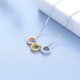 925 Silver 3-Ring Pendant Necklace Dad/Mom Gift