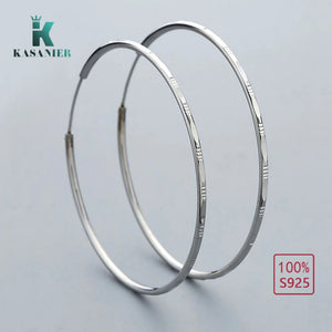 925 Silver Hoop Earrings for Women, 55mm Big Party Rock Jewelry