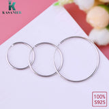 925 Silver Smooth Hoop Earrings For Women Wedding Jewelry