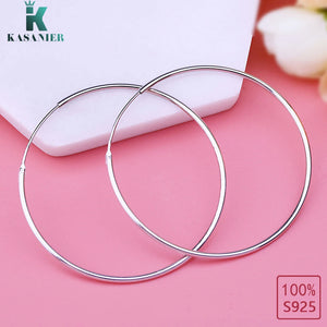 925 Silver Smooth Hoop Earrings For Women Wedding Jewelry