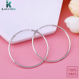 925 Silver Smooth Hoop Earrings For Women Wedding Jewelry