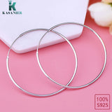925 Silver Smooth Hoop Earrings For Women Wedding Jewelry