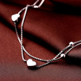925 Sterling Silver Heart-shaped Chains Anklet for Women Leg Bracelet