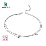 925 Sterling Silver Heart-shaped Chains Anklet for Women Leg Bracelet