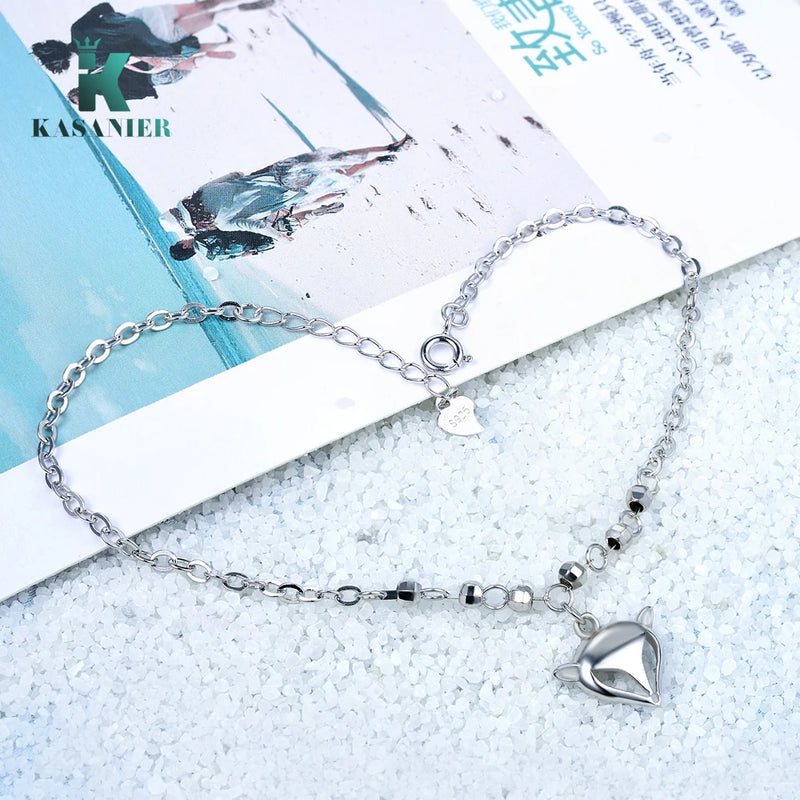 Bohemian 925 Silver Anklet Bracelet Vintage Fox Pendant Party Jewelry
