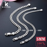 925 Silver Bracelet Men 5MM Link Chain Bangle