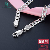 925 Silver Bracelet Men 5MM Link Chain Bangle