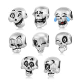 925 Silver Skull Face Emoticon Charms DIY Bracelet Bangle Halloween Bead