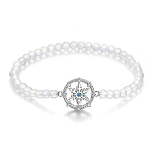 925 Silver Snowflake Moonstone Bracelet Love Women Bracelets