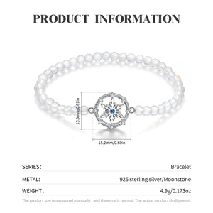 925 Silver Snowflake Moonstone Bracelet Love Women Bracelets