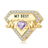925 Silver My Mom Charm for Mom Bracelet 12 Stones