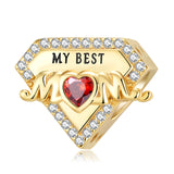 925 Silver My Mom Charm for Mom Bracelet 12 Stones