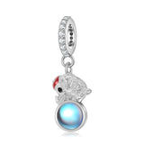 KATAOKA925 Silver Moonstone Animal Fox Elephant Ball Pendant Charms