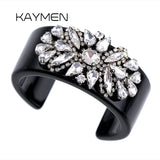 KAYMEN Resin Cuff Bracelet Crystal Flower Bangle