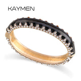 KAYMEN Enamel Rhinestone Cuff Bracelet Bangle