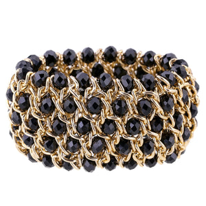 KAYMEN Crystal Bracelet Elastic Bangle for Women Party Jewelry