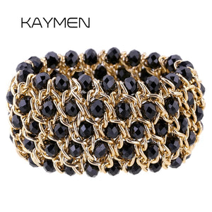 KAYMEN Crystal Bracelet Elastic Bangle for Women Party Jewelry