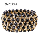 KAYMEN Crystal Bracelet Elastic Bangle for Women Party Jewelry
