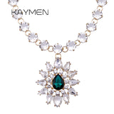 KAYMEN Flower Pendant Necklace Rhinestones Crystals Statement Jewelry