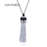 KAYMEN Pearls Strands Tassels Long Necklace for Women
