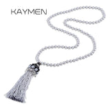 KAYMEN Pearls Strands Tassels Long Necklace for Women