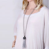 KAYMEN Pearls Strands Tassels Long Necklace for Women