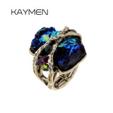 KAYMEN Statement Wedding Ring Antique Bronze Elastic Vintage Women