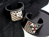 KAYMEN Crystal Cuff Bracelet Statement Bangle for Women Girls
