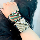 KAYMEN Crystal Cuff Bracelet Statement Bangle for Women Girls