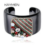 KAYMEN Crystal Cuff Bracelet Statement Bangle for Women Girls